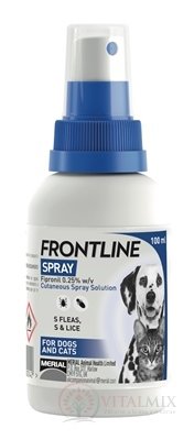FRONTLINE SPRAY 2,5 mg/ml kožný sprej, roztok pre mačky a psov 1x100 ml