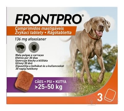 FRONTPRO 136 mg žuvacie tablety pre psy (25 - 50 kg) 1x3 ks
