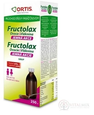 Fructolax Ovocie a vláknina SIRUP (príchuť jablka) 1x250 ml