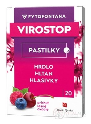 fytofontana VIROSTOP pastilky na cmúľanie, príchuť lesného ovocia 1x20 ks