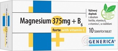 GENERICA Magnesium 375 mg + B6 forte s vitamínom C tbl eff 1x10 ks