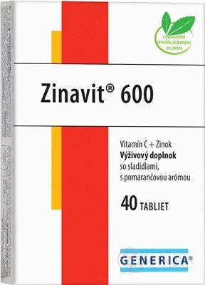 GENERICA Zinavit 600 s pomarančovou arómou tbl (vitamín C + Zinok) 1x40 ks