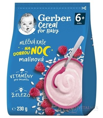 Gerber Cereal Mliečna KAŠA Dobrú noc Malinová (od ukonč. 6. mesiaca) 1x230 g