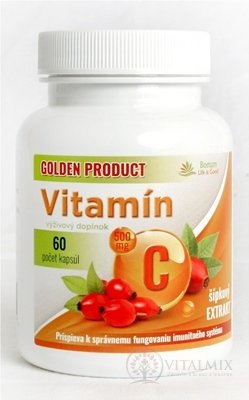 GOLDEN PRODUCT Vitamín C 500 mg + B3 + D3 + šípky cps 1x60 ks