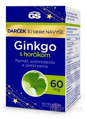 GS Ginkgo 60 mg s horčíkom Darček tbl (inov.2024) 90+30 navyše (120 ks)