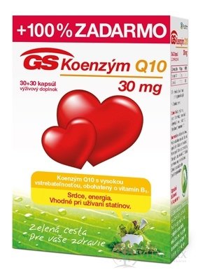 GS Koenzým Q10 30 mg NOVÝ cps (s vitamínom B1) 30+30 zadarmo (60 ks)