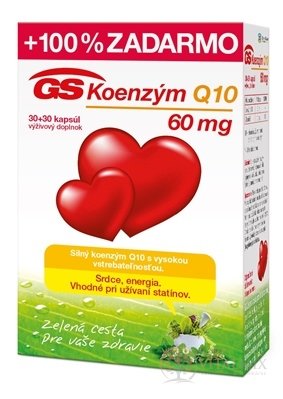 GS Koenzým Q10 60 mg NOVÝ cps (s vitamínom B1) 30+30 zadarmo (60 ks)