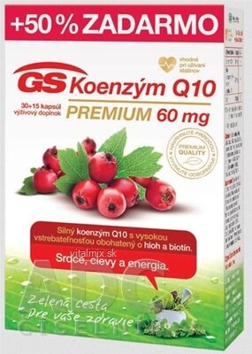 GS Koenzým Q10 60 mg PREMIUM cps 30+15 (50 % zadarmo) (45 ks)