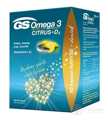 GS Omega 3 CITRUS + D3 darček 2021 cps 100+50 (150 ks)