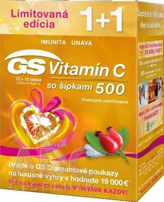 GS Vitamín C 500 so šípkami 2017 tbl 70+70 (140 ks), 1x1 set