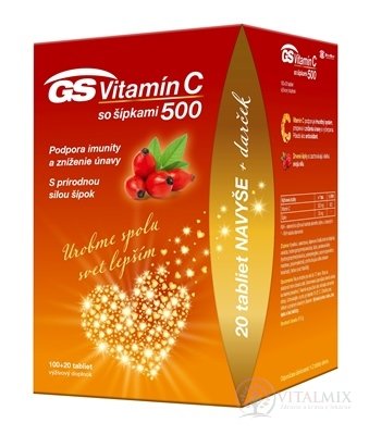 GS Vitamín C 500 so šípkami darček 2021 tbl 100+20 navyše (120 ks)