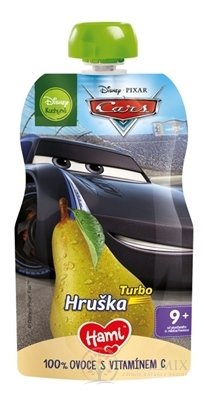 Hami Disney Cars ovocná kapsička Hruška pasterizovaný ovocný príkrm (od ukonč. 9. mesiaca) 1x110 g