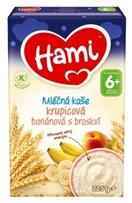 Hami mliečna kaša krupicová banánová s broskyňou (od ukonč. 6. mesiaca) 1x225 g