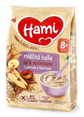 Hami mliečna kaša so 7 obilninami s jablkom a slivkami (od ukonč. 8. mesiaca) 1x210 g