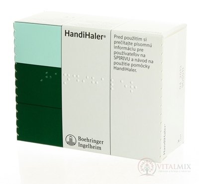 HandiHaler inhalátor inhalačná aplikácia kapsúl lieku Spiriva 1x1 ks