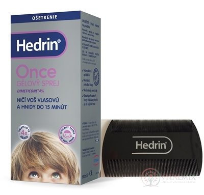 HEDRIN ONCE SPRAY GEL proti všiam a hnidám 100 ml + hrebeň "všiváčik" zadarmo (inov.2019) 1x1 set