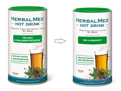 HERBALMED HOT DRINK (skorocel, tymian, pľúcnik) kašeľ a priedušky / krk a priedušky 1x180 g