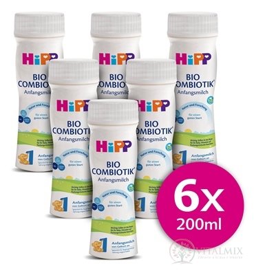 HiPP 1 BIO COMBIOTIK tekutá počiatočná mliečna dojčenská výživa (od narodenia) 6x200 ml (1200 ml)
