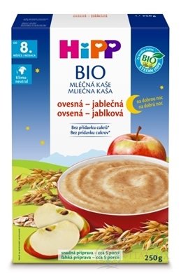 HiPP BIO MLIEČNA KAŠA Dobrú noc Ovseno-jablková (od 8. mesiaca) 1x250 g