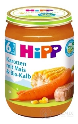 HiPP Príkrm BIO Mrkva s kukuricou a teľacím mäsom zeleninovo-mäsový príkrm (od ukonč. 5.mesiaca) 1x190 g