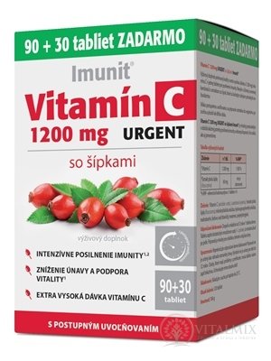 Imunit Vitamín C 1200 mg URGENT so šípkami tbl s postupným uvoľňovaním 90 + 30 zadarmo (120 ks)