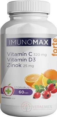 IMUNOMAX  forte Vitamín C+D+Zinok - Pharmed New cps 1x60 ks