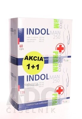 INDOL MAN 250 AKCIA cps (pre mužov) 120+60 zadarmo (180 ks), 1x1 set