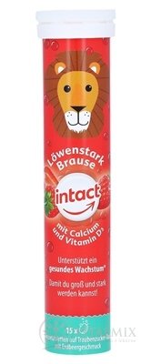 INTACT Silný lev Hroznový cukor, kalcium a vit.D3 šumivé tablety s jahodovou príchuťou 1x15 ks