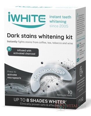 iWHITE DARK STAINS Sada na bielenie zubov aplikátory s mikroperlami s aktívnym uhlím 1x10 ks