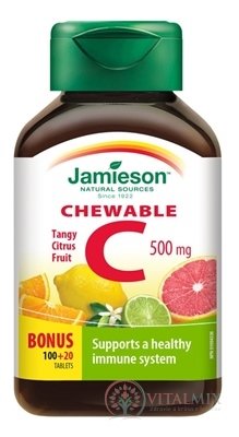 JAMIESON VITAMÍN C 500 mg citrusové ovocie tbl na cmúľanie, 100+20 zadarmo (120 ks)