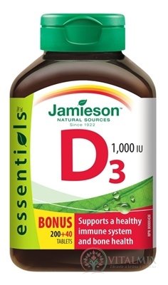 JAMIESON VITAMÍN D3 1000 IU tbl 200+40 zadarmo (240 ks)