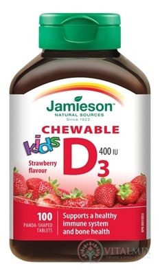 JAMIESON VITAMÍN D3 KIDS 400 IU jahoda tbl na cmúľanie 1x100 ks