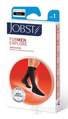 JOBST for Men EXPLORE kompresívne lýtkové pančuchy I.KT, so zatvorenou špičkou, čierne, veľ. V., 1x1 pár