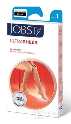 JOBST ULTRA SHEER kompresívne lýtkové pančuchy I.KT, bežná d., so zatvorenou špičkou, čierne, veľ. V., 1x1 pár