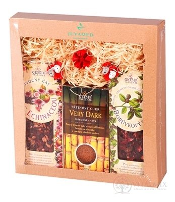 JUVAMED KAZETA OVOCNÁ S ECHINACEOU ovocný čaj s echinaceou 100 g + Čučoriedkový džbánok čaj 100 g + trstinový cukor 300 g, 1x1 set