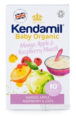KENDAMIL Organic, BIO Ovsená kaša s ovocím (mango, jablko, malina) obilná (od ukonč. 10.mediaca) 1x150 g