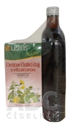 LEROS BIO šťava Čučoriedka + Natur Detox šťava 500 ml + čaj vrecúška 20x1,5 g (30 g) 1x1 set