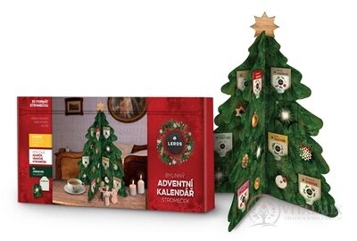 LEROS BYLINNÝ ADVENTNÝ KALENDÁR STROMČEK 24 druhov čajov po 1 vrecúšku + menovky na darčeky 24 ks (39,1 g), 1x1 set