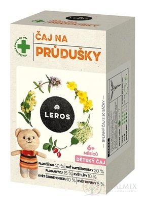 LEROS DETSKÝ ČAJ NA PRIEDUŠKY nálevové vrecká (od 6+ mesiacov) (inov. 2021) 20x1,5 g (30 g)