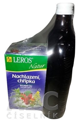 LEROS ŠŤAVA Šípka+4 byliny + Natur Prechladnutie šťava 500 ml + čaj vrecúška 20x1,5 g (30 g) 1x1 set