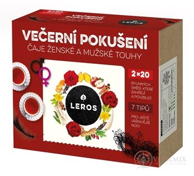 LEROS VEČERNÉ POKUŠENIE čaj Ženská túžba 20x2 g + čaj Mužská túžba 20x2 g, 1x1 set