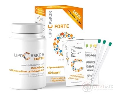 LIPO C ASKOR FORTE cps 60 ks - vitamín C s lipozomálnym vstrebávaním + testovacie prúžky, 1x1 set