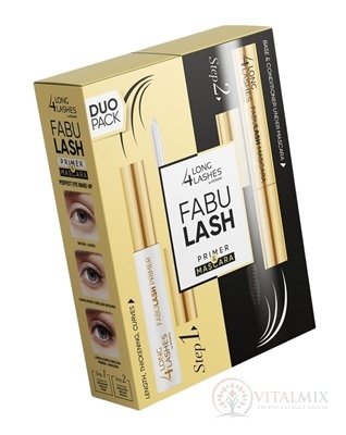 LONG 4 LASHES FABULASH PRIMER & MASCARA riasenka 10 ml + podkladová báza pod riasenku 9 ml, 1x1 set