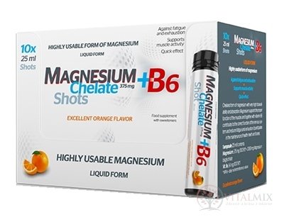 MAGNESIUM Chelate + B6 orange SALUTEM ampulky na pitie s pomarančovou príchuťou 10x25 ml (250 ml)