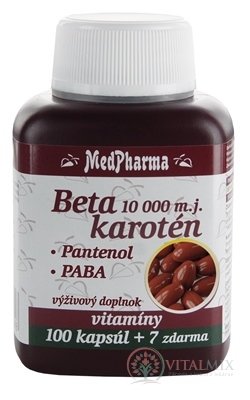 MedPharma BETAKAROTÉN 10 000 m.j.+Pantenol+PABA cps 100+7 zadarmo (107 ks)