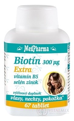 MedPharma BIOTÍN 300 µg Extra tbl (vlasy, nechty, pokožka) 1x67 ks