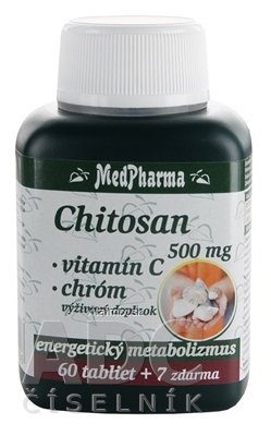 MedPharma CHITOSAN 500MG, CHRÓM, VITAMÍN C tbl 60+7 zadarmo (67 ks)