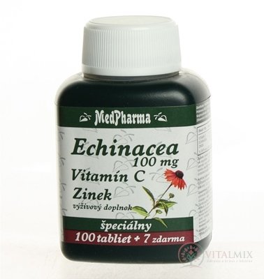 MedPharma ECHINACEA 100MG, VITAMÍN C, ZINOK tbl 100+7 zadarmo (107 ks)