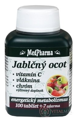 MedPharma JABLČNÝ OCOT, VIT C, VLÁKNINA, CHRÓM tbl 100+7 zadarmo (107 ks)