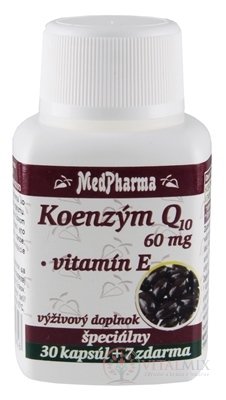 MedPharma KOENZÝM Q10 60 mg + Vitamín E cps 30+7 zadarmo (37 ks)